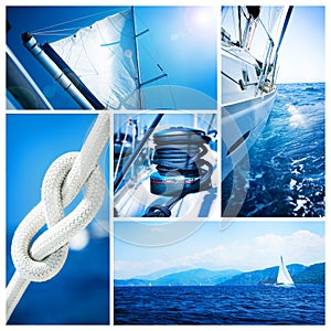 Sailboat Yacht collage.Sailing photo