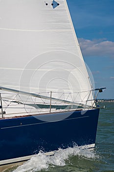 Sailboat or Yacht Sailing at Sea