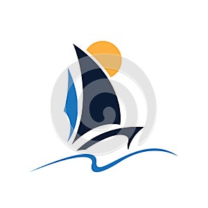 Sailboat or yacht vector logo icon.
