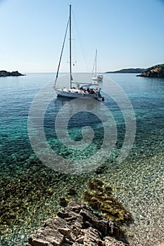 Sailboats at anchor