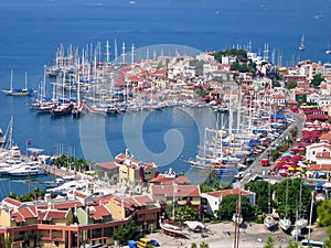 Sailboats anchored in harbour 2