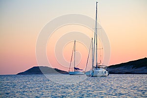 Sailboats in the bay