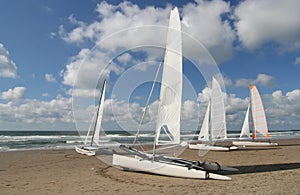 Barco de vela sobre el Playa 