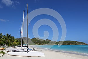 Sailboats on the beach on vacation