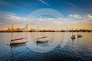 Sailboats in the Charles River in Cambridge, Massachusetts. photo