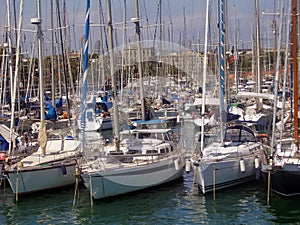 Sailboats at docks