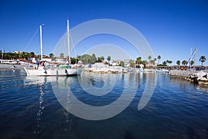 Sailboats entering the harbour, France, Mediterranean Sea