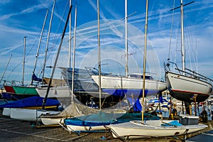 Sailboats in the Geneva harbor
