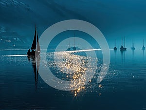 Sailboats in the Hamble River image
