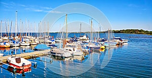 Sailboats in the harbor at the Baltic Sea in Hohen Wieschendorf