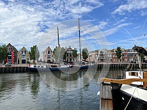 Sailboats in the harbor of Harlingen