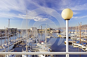 Sailboats in harbour