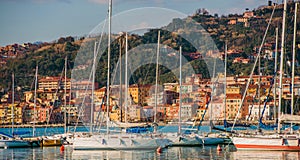 Sailboats In Liguria Region Of Italy