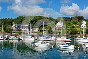 Sailboats in the marina of Kerdruc on Aven river in FinistÃÂ¨re, Brittany France photo