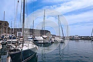 Sailboats In The Marina Of Puerto De Mogan