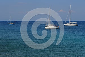 Sailboats in the Mediterranean Sea