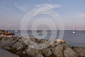 Sailboats in the Mediterranean Sea