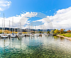 Sailboats Moored on Flathead Lake