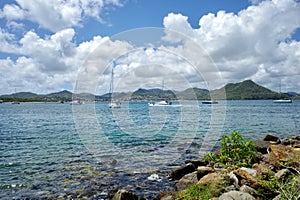 Sailboats Offshore in the Caribbean