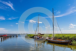 Sailboats in the port of Wieck, Germany