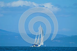 Sailboats Reaching in Straights of Juan Defuca