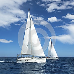 Sailboats of the regatta. Luxury yachts