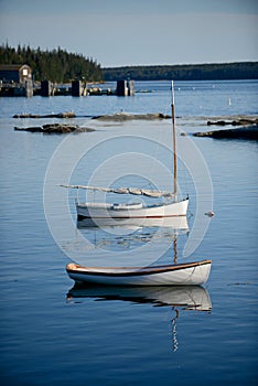 Sailboats in Scenic fishing village in Maine