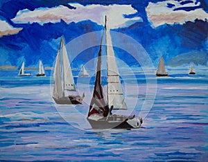 Sailboats on the sea