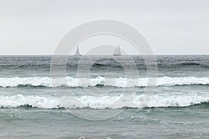 Sailboats on the sea, Morro Bay