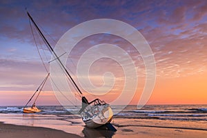 Sailboats Shipwrecked Beach Outer Banks North Carolina