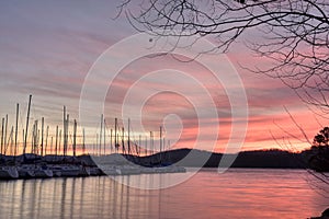 Sailboats at sunrise