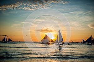 Sailboats at sunset, Boracay Island