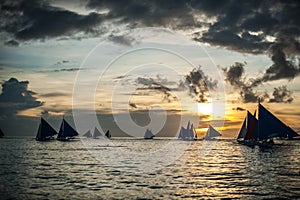 Sailboats at sunset, Boracay Island