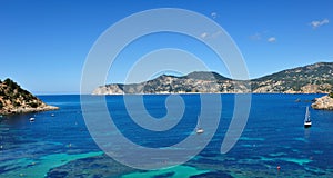 Sailboats on the west coast of Ibiza