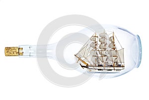 Sailcloth ship in bottle