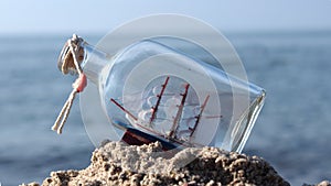 Sailcloth ship in bottle