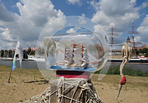 Sailcloth ship in bottle