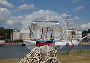 Sailcloth ship in bottle