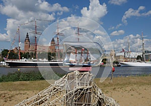 Sailcloth ship in bottle