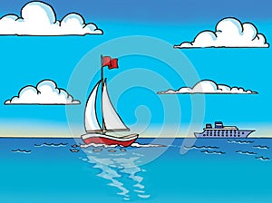 Sailer sail in sea photo
