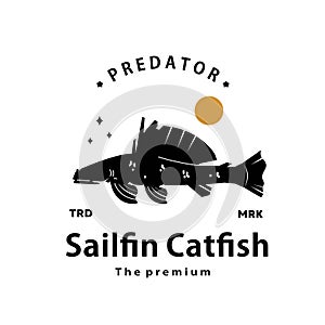 sailfin catfish logo vector outline silhouette art icon