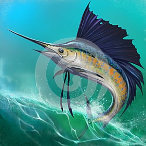 Sailfish on the background photo