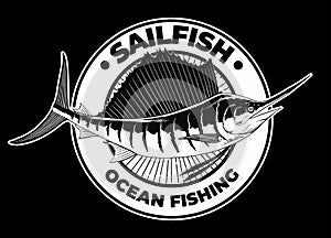Sailfish Ocean Fishing T-Shirt Design Illustration