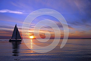 Sailing on a beautiful night photo