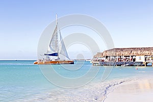 Sailing in the blue caribic sea