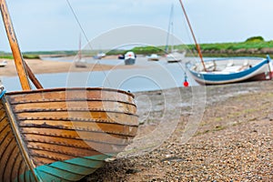 Sailing boast beached at Brancaster Staithe