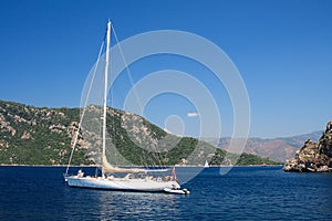 Sailing boat on the Aegean Sea photo
