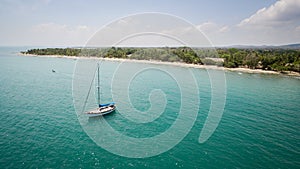 Sailing boat anchored at El Calao in Colombia