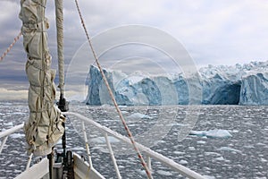 Sailing boat in Antarctica