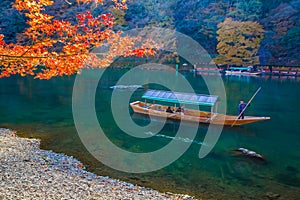 Sailing boat in Arashiyama Kyoto, Japan